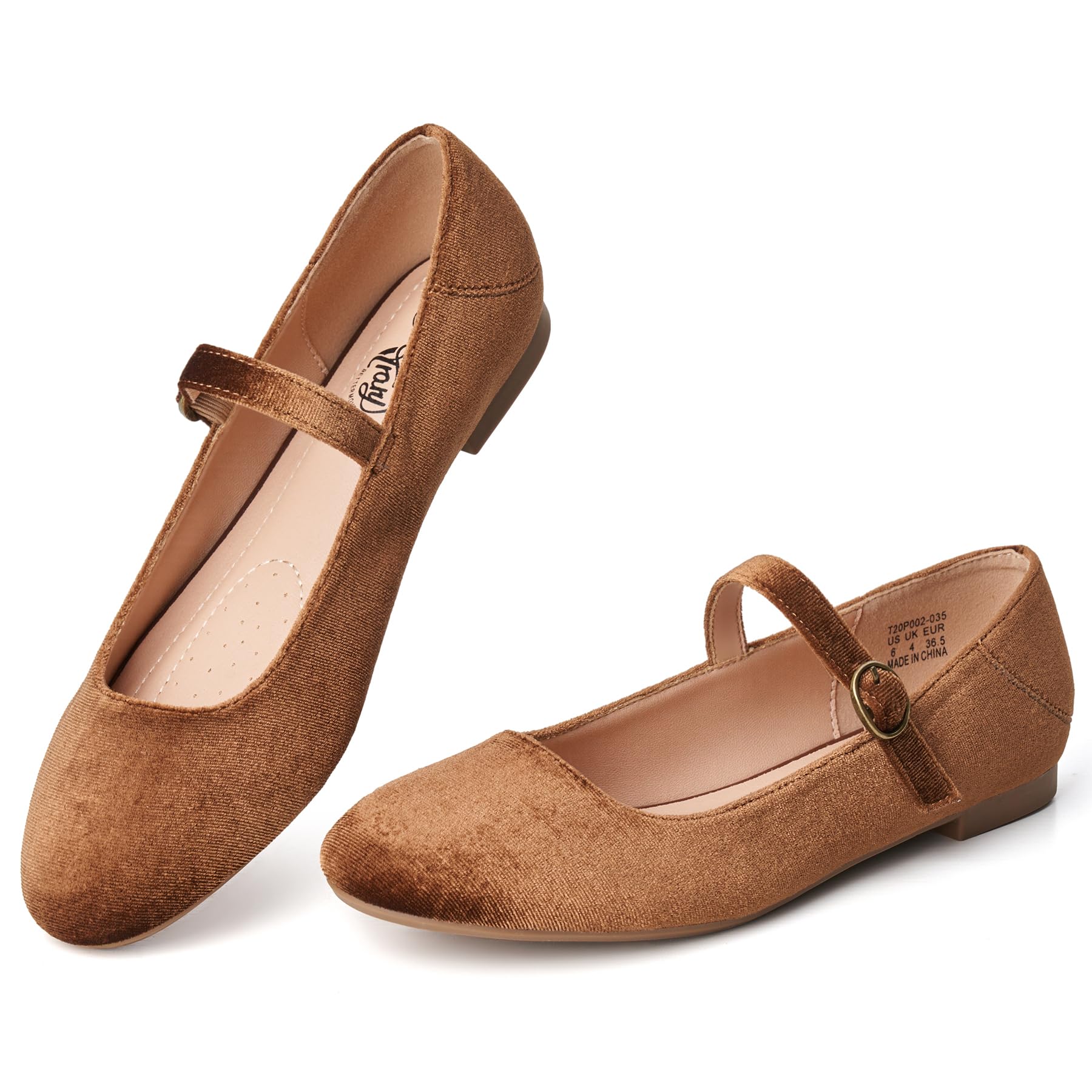Trary Mary Jane Ballet Flats Black Flats for Women Ankle Strap Dressy Comfortable Flats