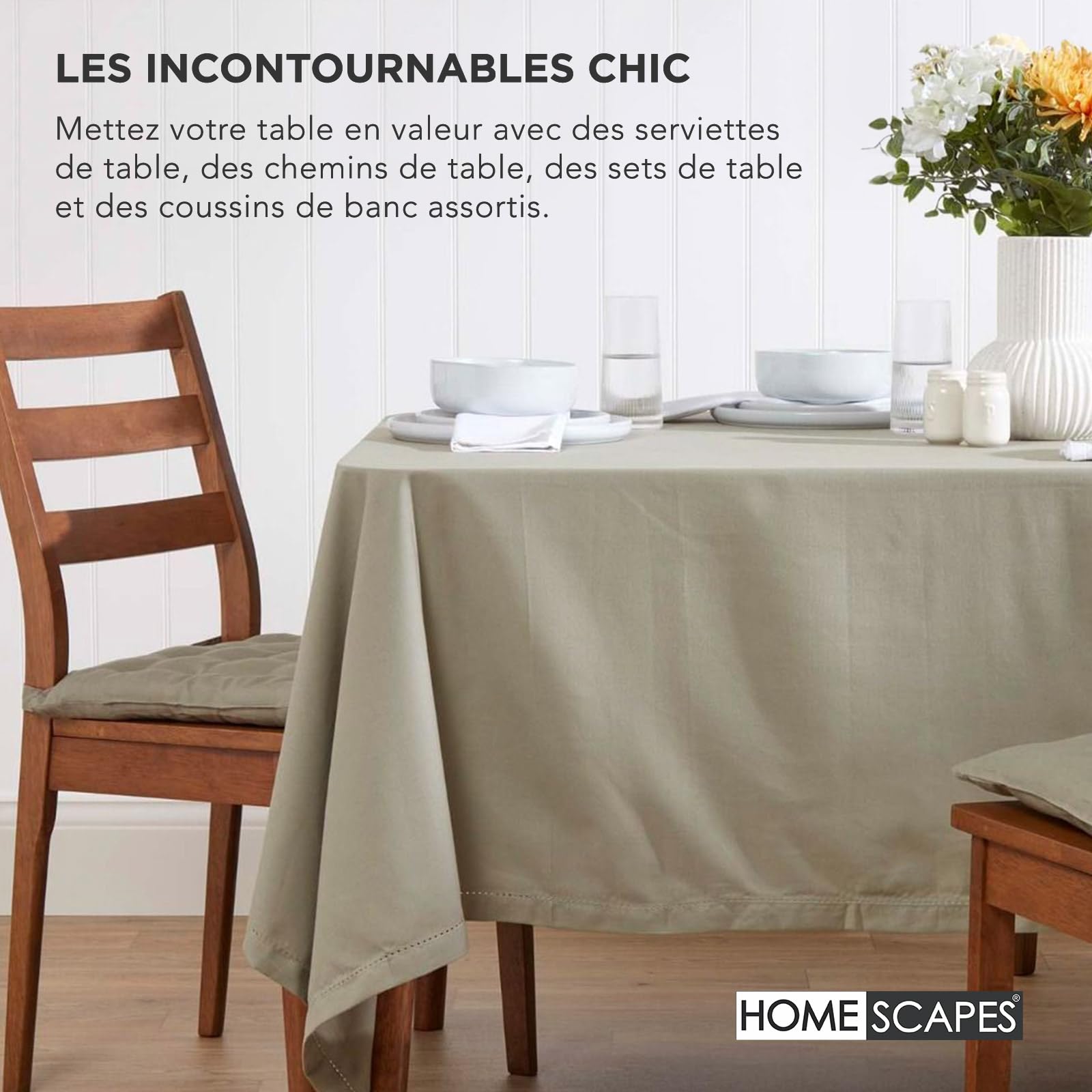 HOMESCAPES Galette de Chaise 40x40 cm, Lot de 6, Coussin de Chaise en Coton, Coloris Gris