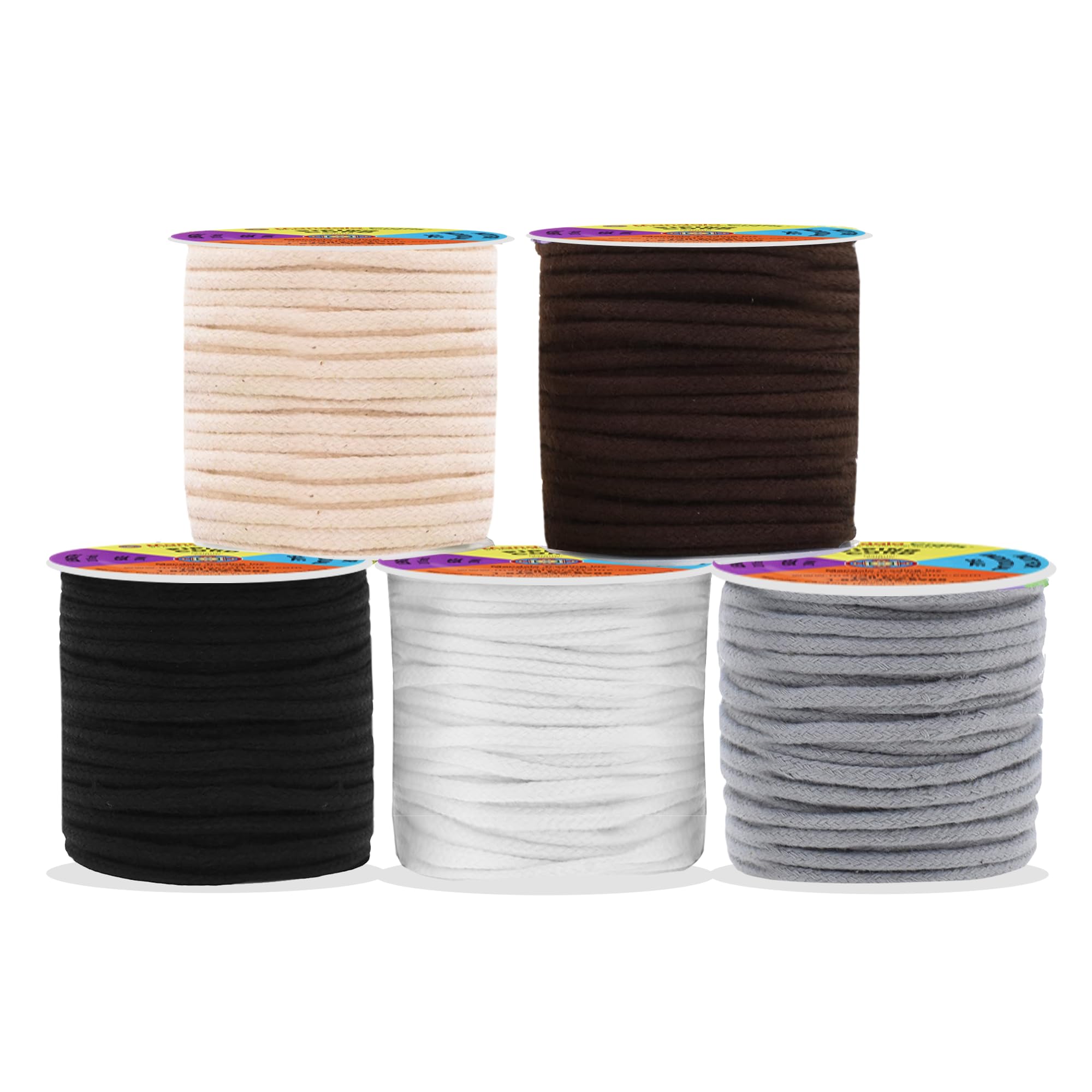 Mandala Crafts Neutral Soft Replacement Drawstring Cords for Sweatpants Bags - Piping Cord for Sewing Upholstery - 100 Yds 2mm Cotton Cording Macrame