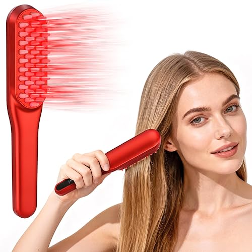 Peine láser para el crecimiento del cabello, tratamiento de crecimiento del cabello con luz roja para hombres y mujeres (rojo, 1 unidad)