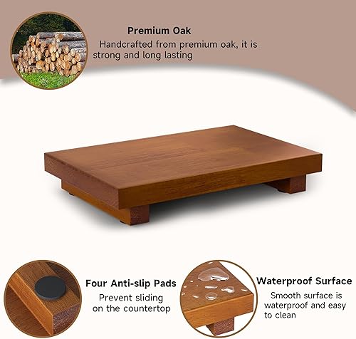 Miniatura 6 de Elevadores de pedestal de madera  8.7 x 3.5 pulgadas, soporte de jabón pequeño de madera para mesa, encimera, fregadero, cocina, decoración de