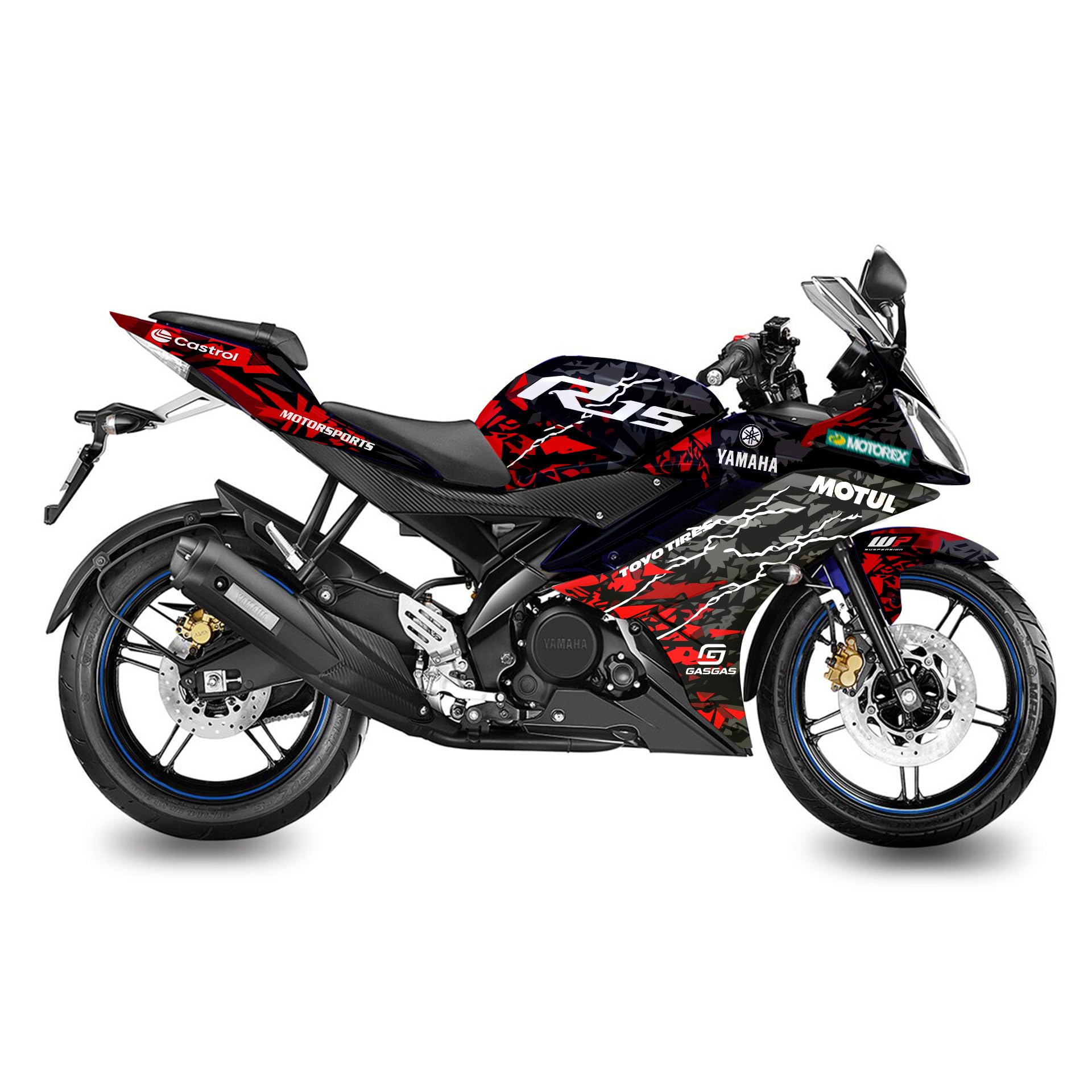 Yamaha R15 V2 Full Body Graphics |REDBLK| by Motocross Graphix | Printed on Premium Vinyl with Ultra Gloss Laminate, Water Proof, Precise Precut Sticker, Non Fading, Pack of 1 for Both Side-image-33