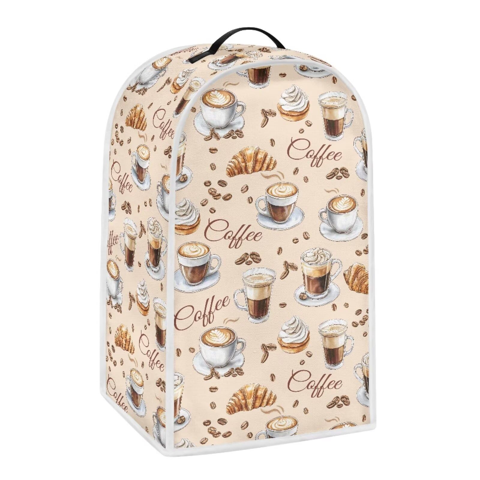 doginthehole Croissant Coffee Theme Blender Stand Mixer Cover with Top Handle Lightweight Washable Cover for Kitchen Coffee Maker Food Processor, Home Kitchen Decorations