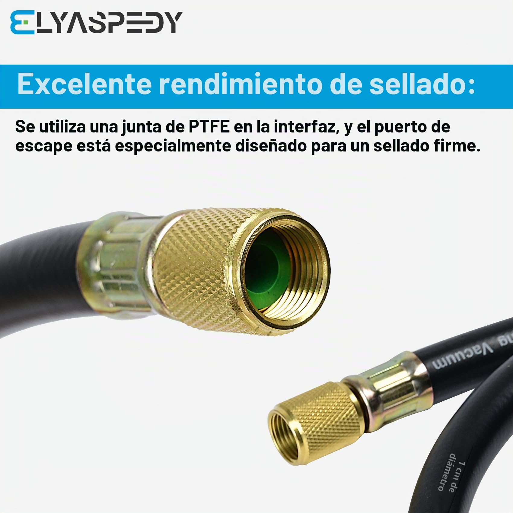 HV1 - Manguera de vacío de 1 cm, 5 pies, accesorios: 1 cm x 1 cm | Presión de ráfaga: 4000 (Psi), compatible con la mayoría de equipos de refrigeración y aire acondicionado, color negro