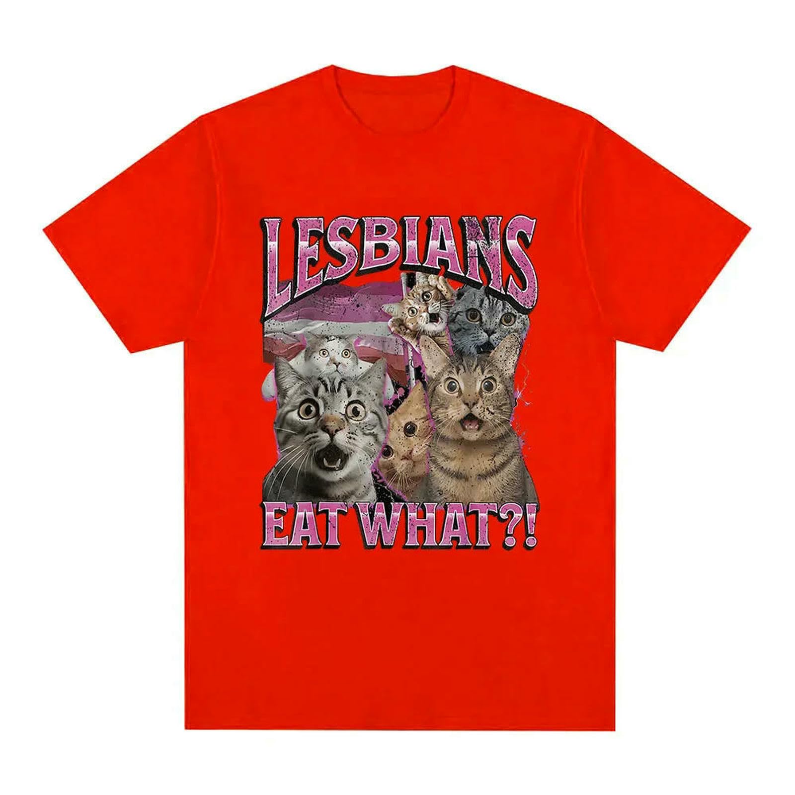 Męski T-shirt miłośnicy kotów meme humor kobiety moda casual krótki rękaw T-shirts-x92 czerwony-XXL