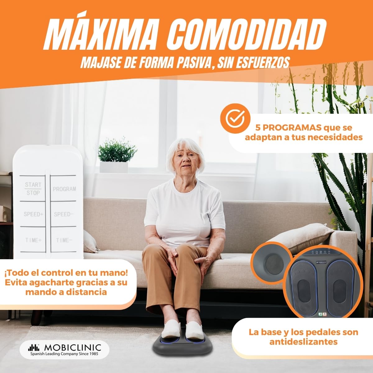 Mobiclinic, Masajeador de pies, Vibración 10 niveles velocidad, 5 programas, Temporizador, Y piernas con, Vibrolegs, Control remoto panel led, Vibfit