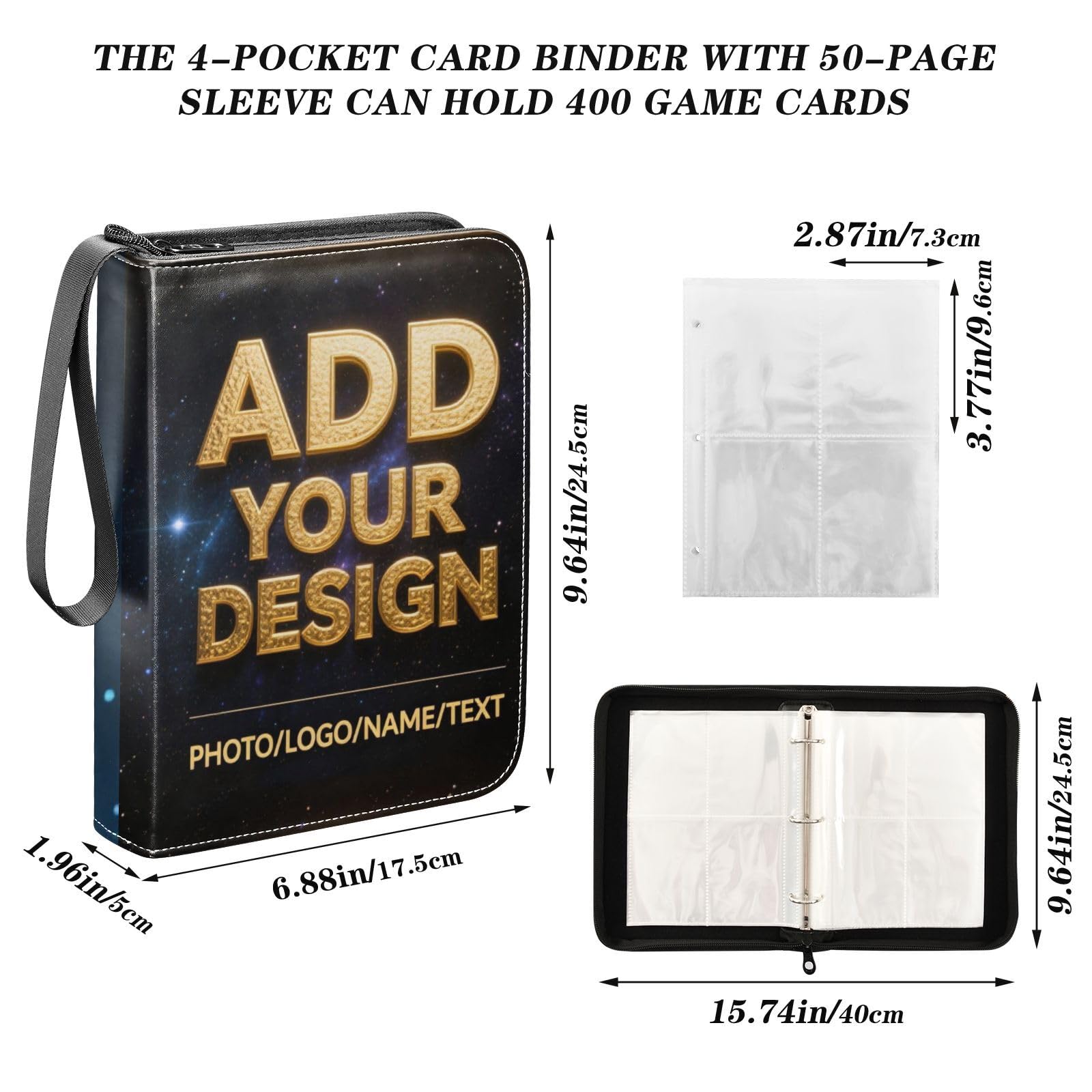 custom card binder Amazon.com: Card Binder Custom Design Your Image Trading Binder 400 Pockets  Card Holder Collector Album with 50 Removable Sleeves : Toys & Games