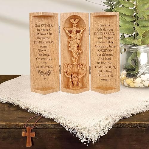 Miniatura 3 de Jesuspirit - Decoración cristiana, escultura católica de madera, regalos cristianos para hombres, estatua de Jesús, Virgen María, Decoración del