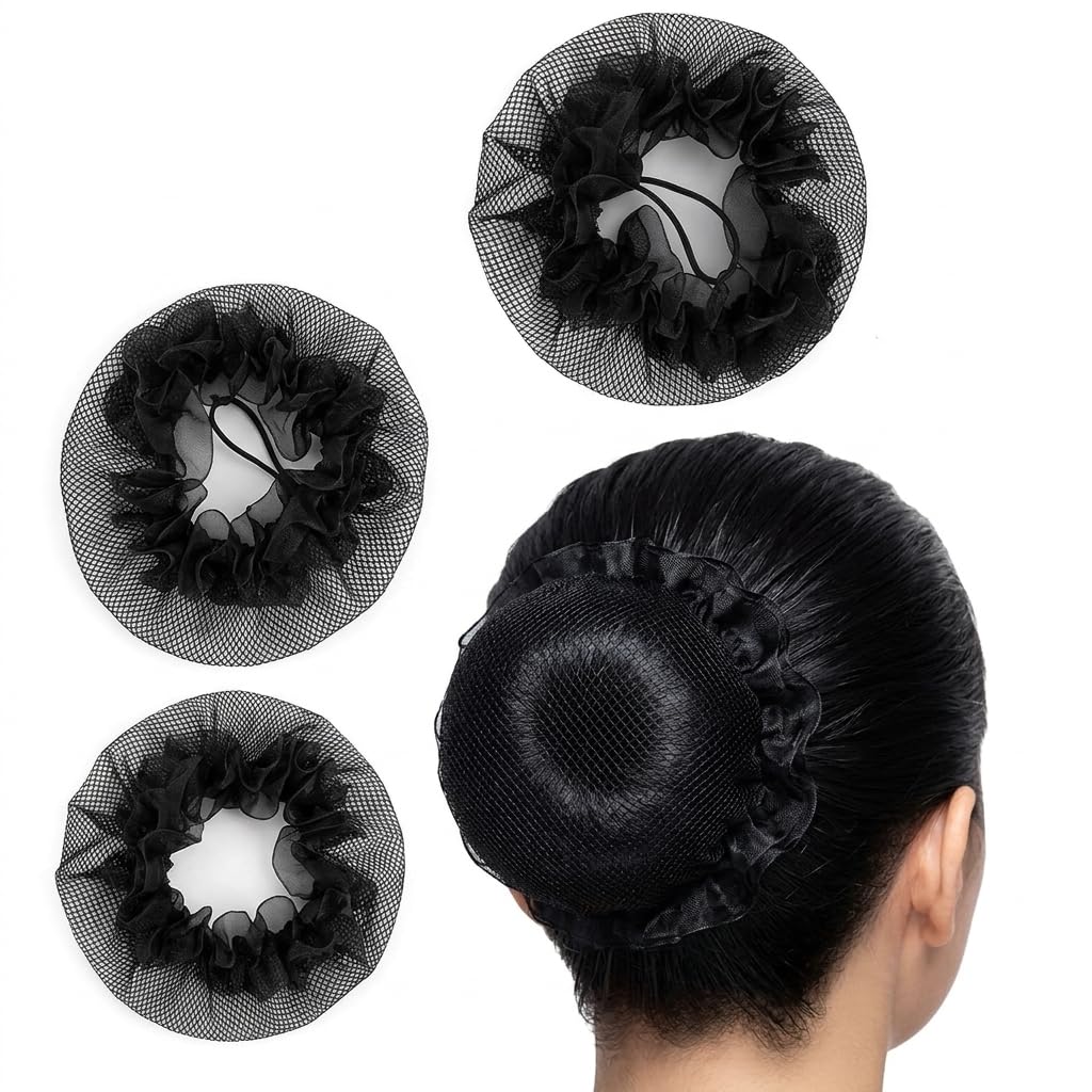 Styling Jali Bun Reusable Invisible Elastic Nets Juda Maker Easy to Use Ballet Hair Nets Cover Hair Accessories for Women's and Girl's (Black) (Pack Of 3)-image-42