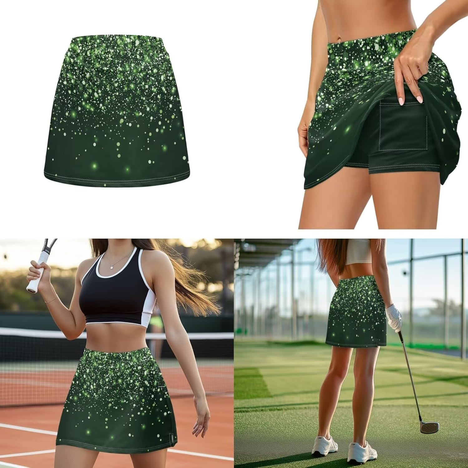 Belidome Athletic Skorts for Women with Tie Headband Golf Skirt with Shorts Pockets Flowy Mini Tennis Skort XS-3XL
