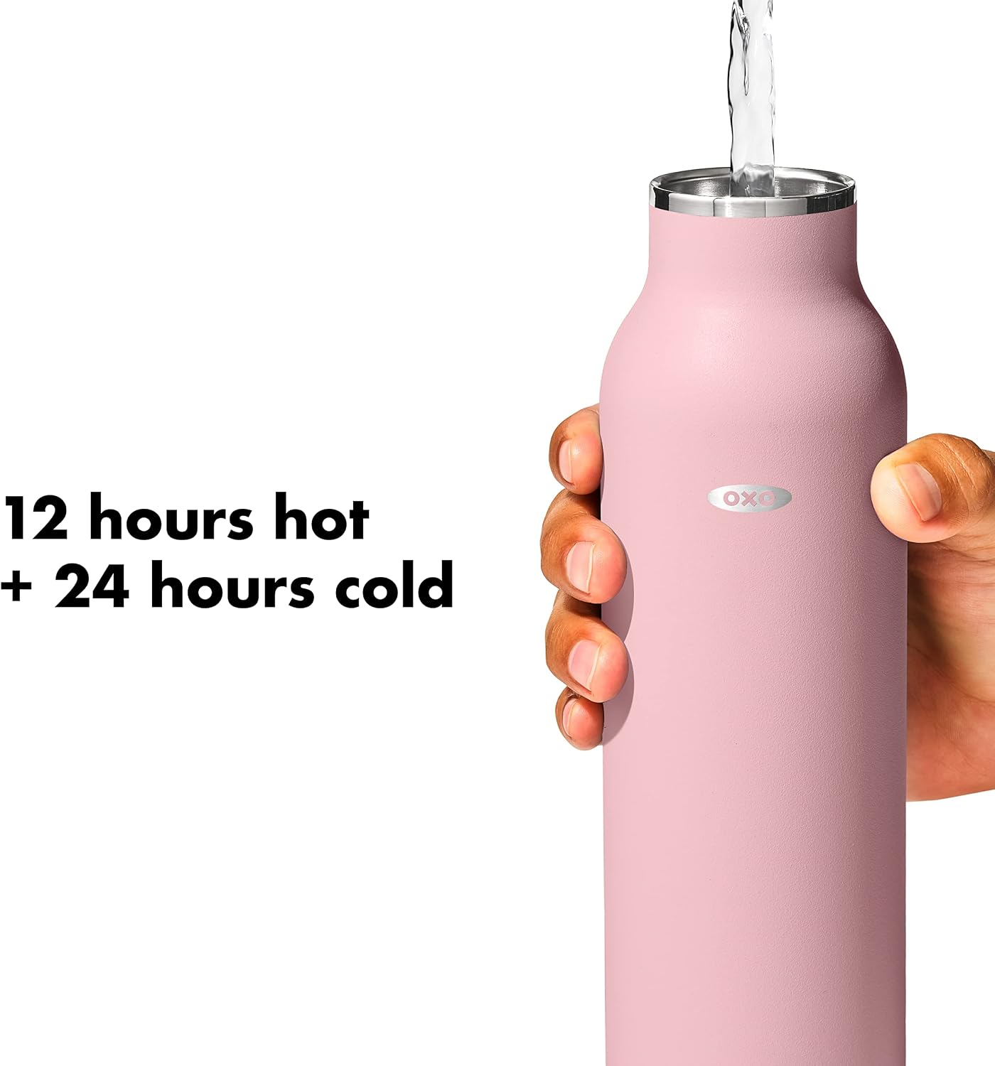 OXO Strive 24oz Insulated Water Bottle with Standard Lid - Rose Quartz
