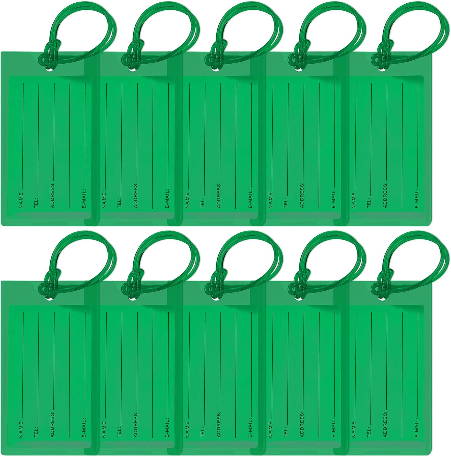 10 Pack Luggage Tags Suitcases PVC Travel Bag & Baggage ID