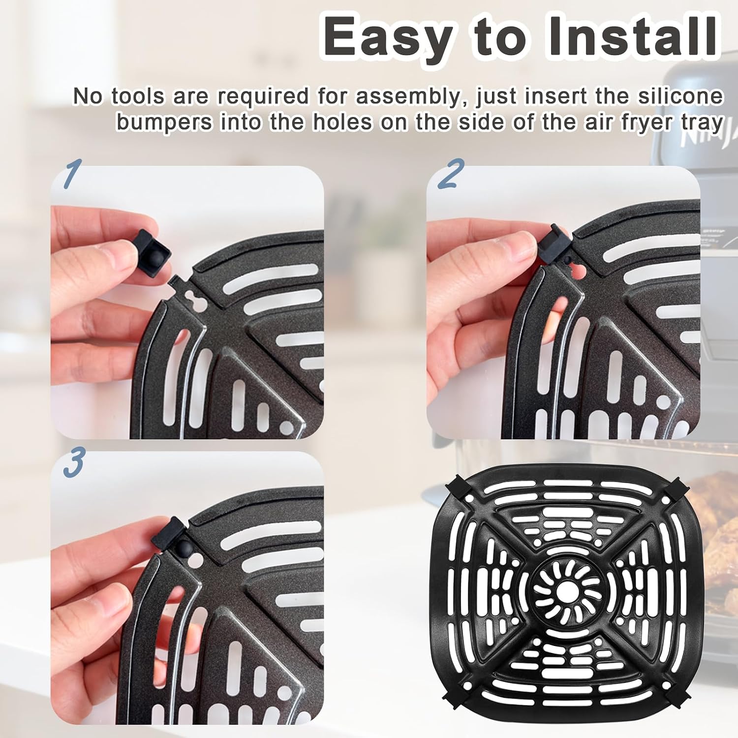 Food Grade Silicone Bumper for Ninja Crispi Air Fryer FN101, Ninja Crispi Accessories, Heat-Resistant Air Fryer FN101 Replacement Parts for Family Cooking
