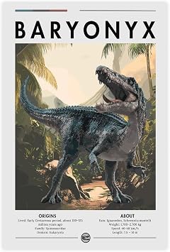 Kroey Baryonyx Dinosaur Poster Prehistoric Carnivore Wall Art Unframe-style 08x12inch20x30cm