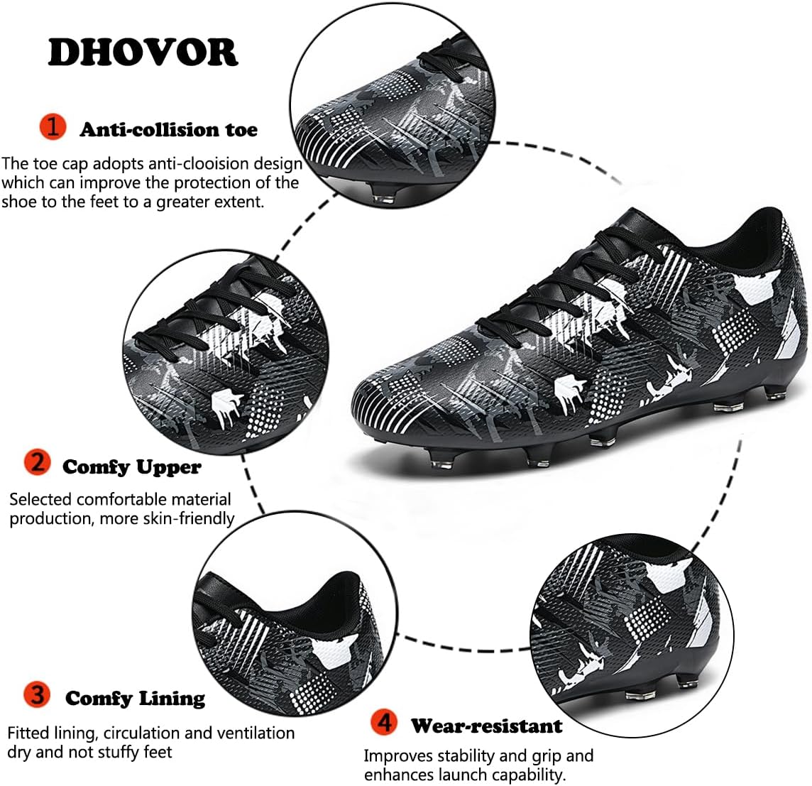 Boys Girls Soccer Cleats Football Cleats for Kids Football Shoes Professional Athletic Training Soccer Shoes