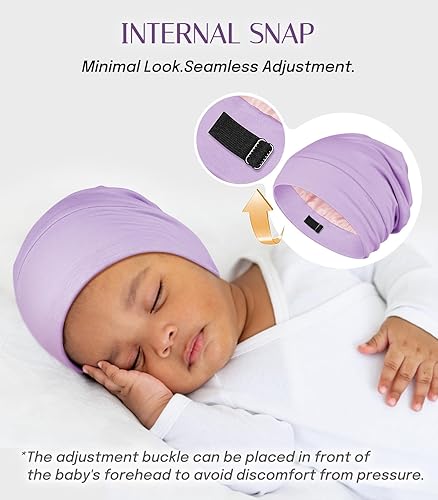 Miniatura 6 de OLESILK Gorro de Seda para Bebé de 0-6 Meses - Gorro de Cabello para Niños Pequeños de Seda de Morera 100%, Gorro de Noche Ajustable para Dormir