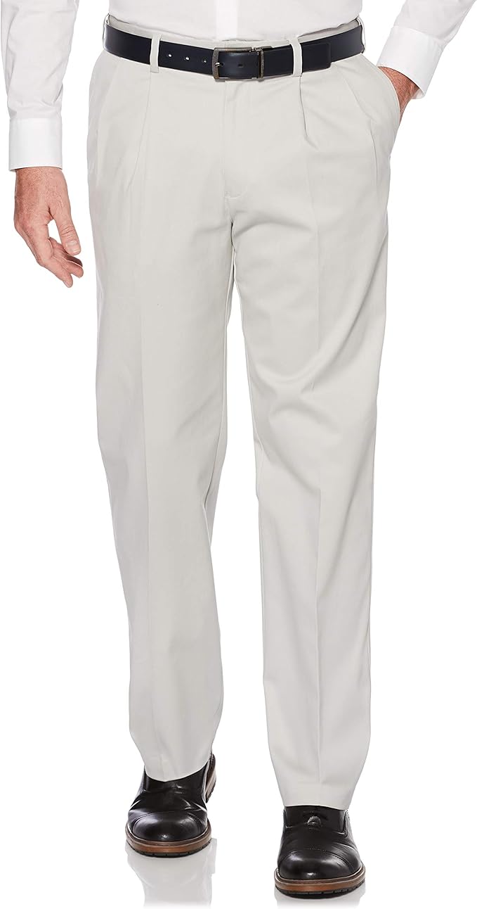 Savane Men's Stretch Ultimate Performance Pleated Chino Pants with Expandable Waistband (Waist Size 30-60 Big & Tall)
