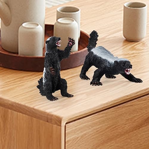 Miniatura 3 de BRETOYIN Figuras de tejón de miel, 3 piezas, figuras de animales salvajes, modelo, decoración de pasteles, colección de juguetes para niños de 5, 6,