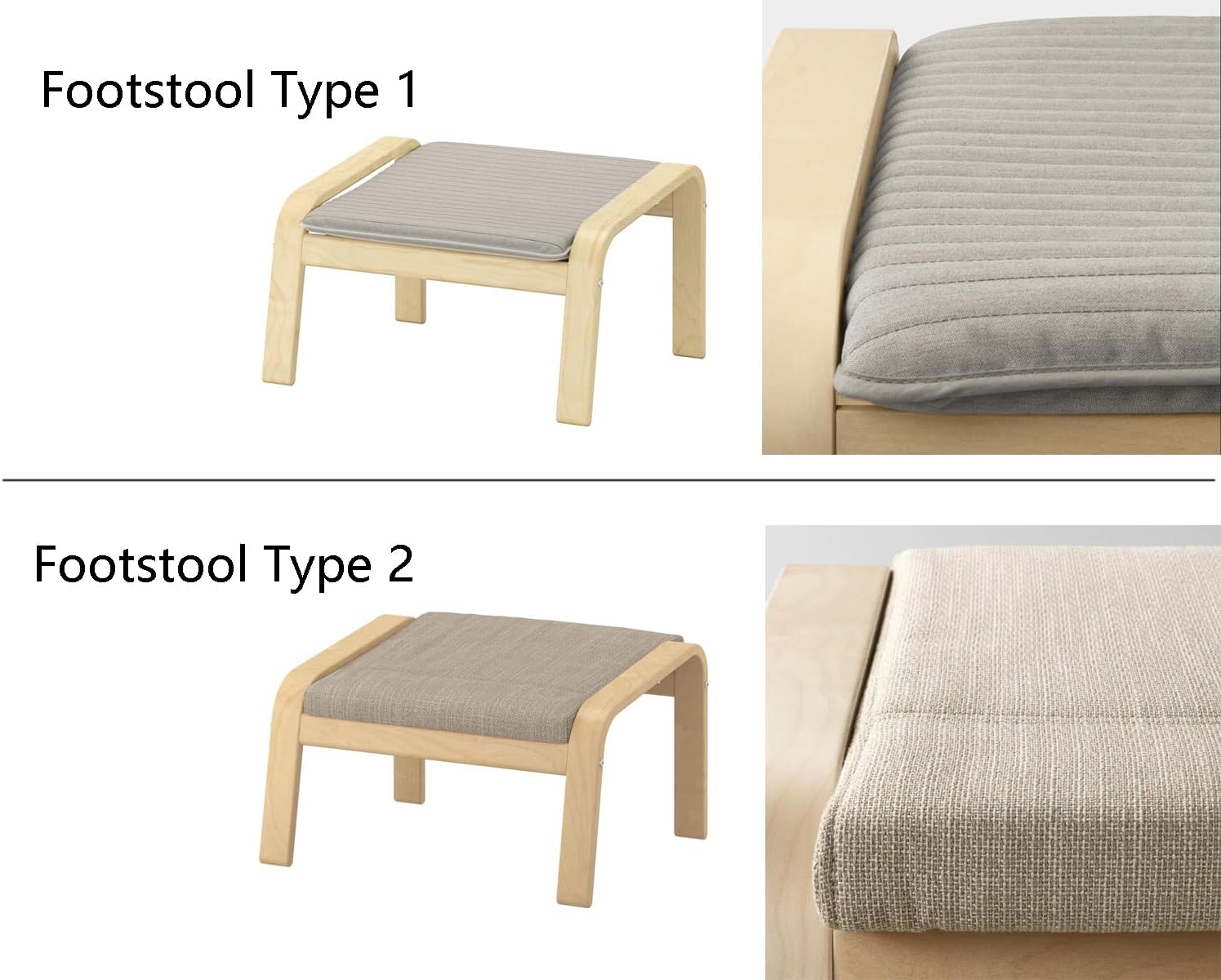 Vepping Lude Pattened Armchair Cover Replacement with Quilted Lining, Fits IKEA Poäng Armchair, 100% Cotton, Cushion not Included (Serenity Blue, Footstool Type 2)