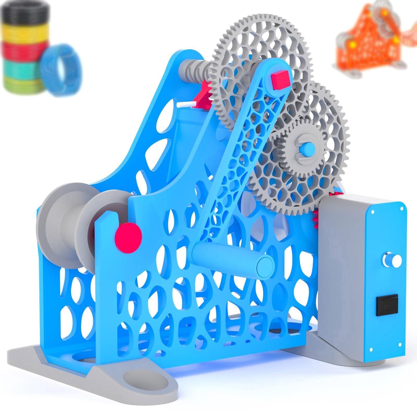 GmpTzitzith 3D Printer Filament Respooler, Manual Electric Spool Winder, No Tangling, Removable For 1kg Spools, For 3d Printing Enthusiasts And Textile Artists D.BlueElectric