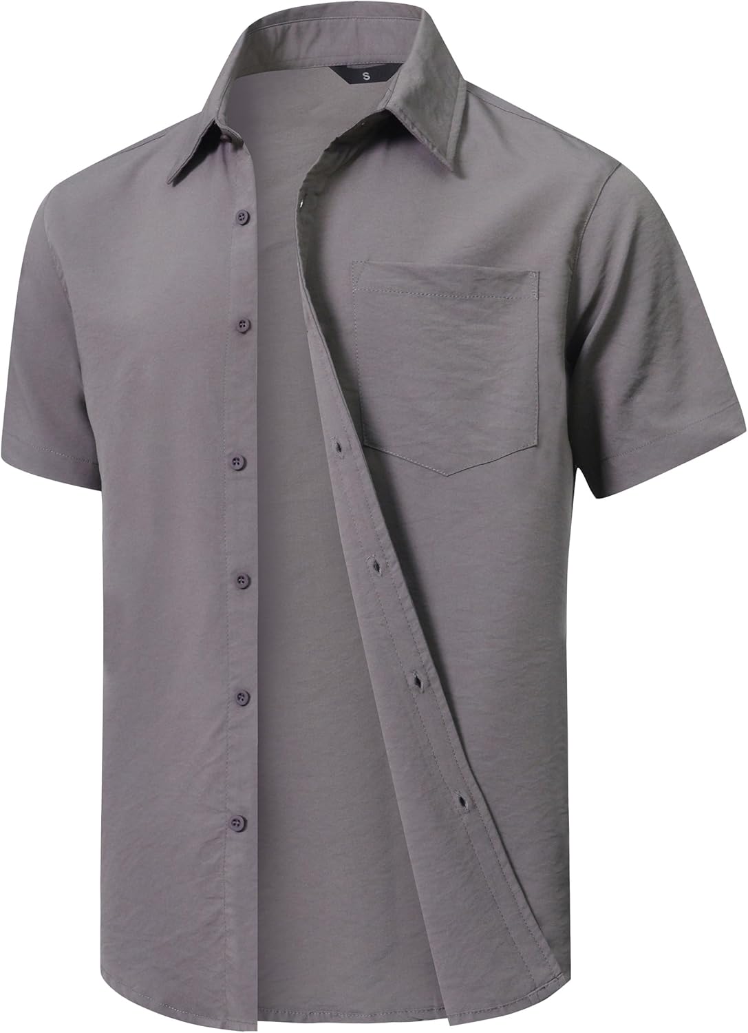 Men's Short Sleeve Button Down Shirts Casual Blending Beach Shirt with Chest Pocket Classic Fit Summer Tops - Image 5