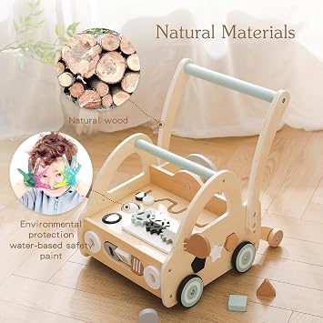 Wooden Baby Walker, Baby Push Walker, Montessori Wooden Walkers for Babies, Baby Walkers for Boys and Girl