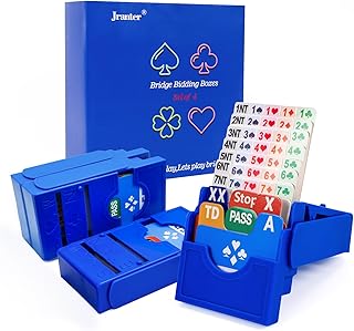 Jranter Bridge Bidding Boxes- Set of 4 Premium Bridge Kit Bidding Device in Tournment Texas Holdem, Blue Paper Cards