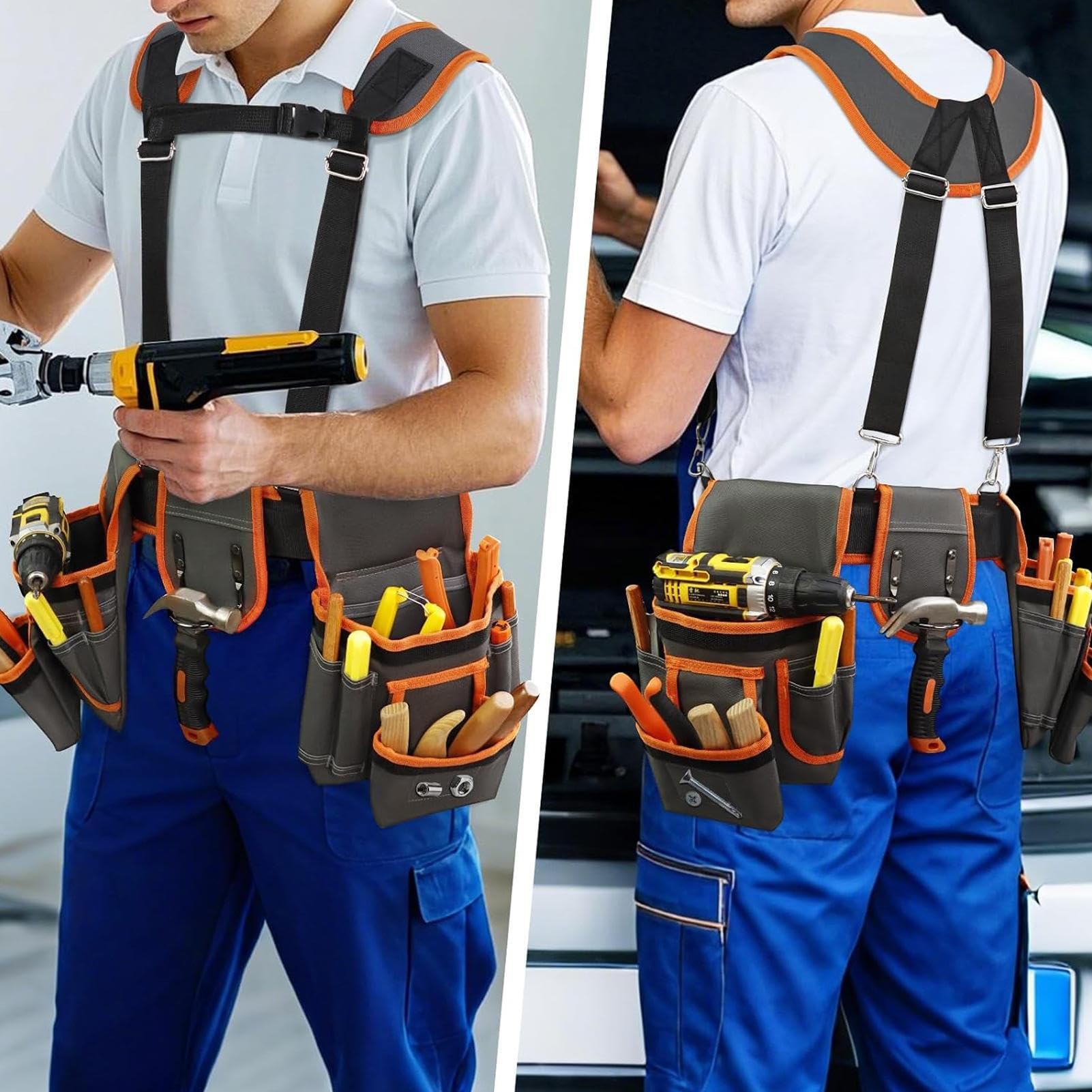 Ceinture À Outils Pour Hommes Détachable Avec 2 Pochettes Magnétiques