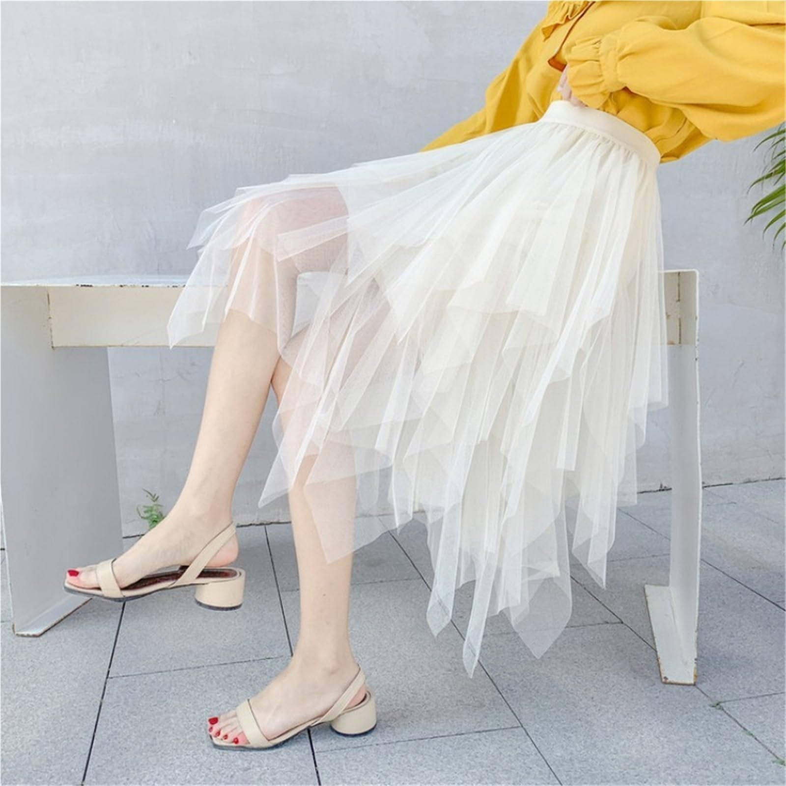 Elegante Gonna Lunga a Rete Irregolare Temperamento Ropa Mujer