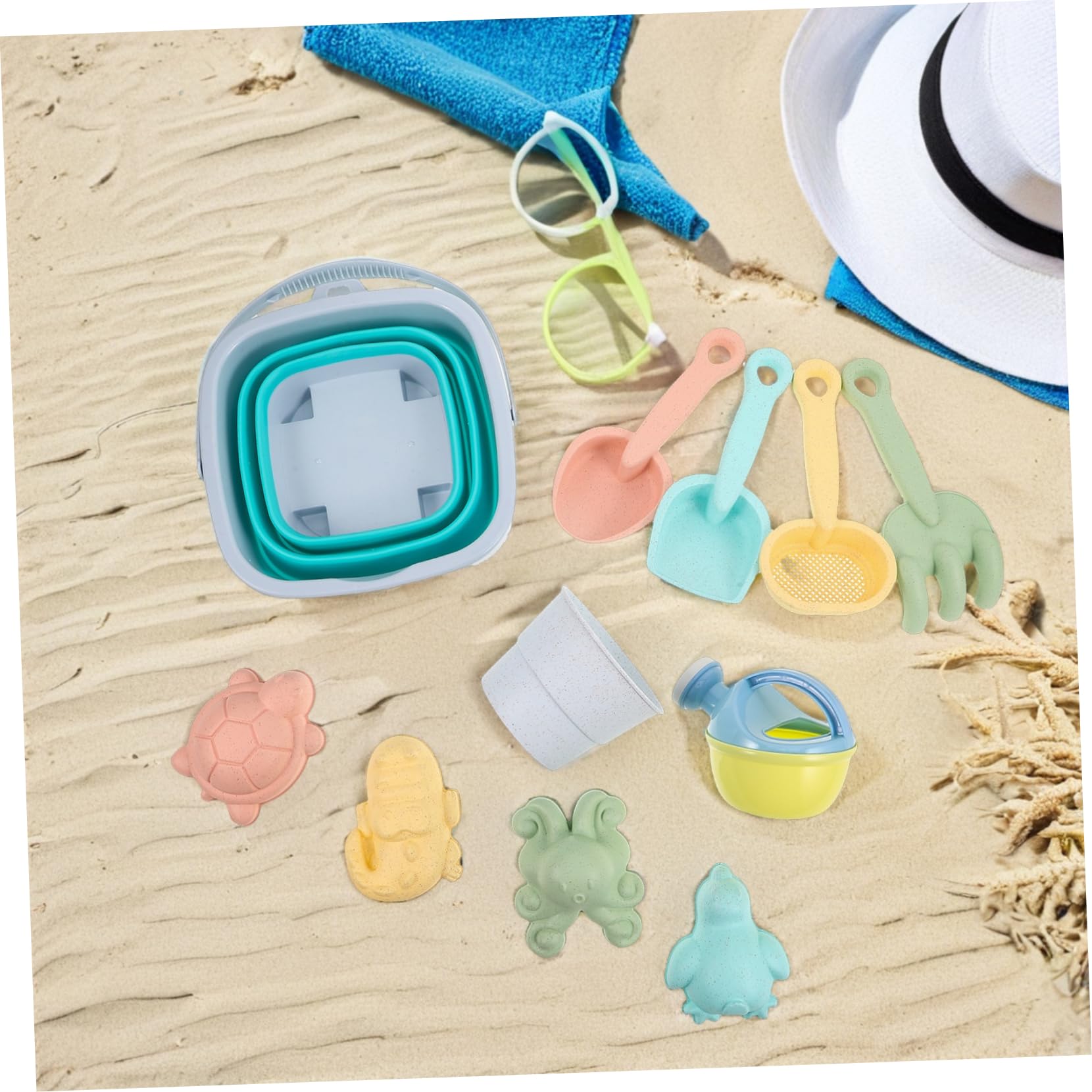 Gatuida Juguetes de Playa con Cubos Palas y Rastrillos Plegables Niñas para Vacaciones de Verano la Playa Aire