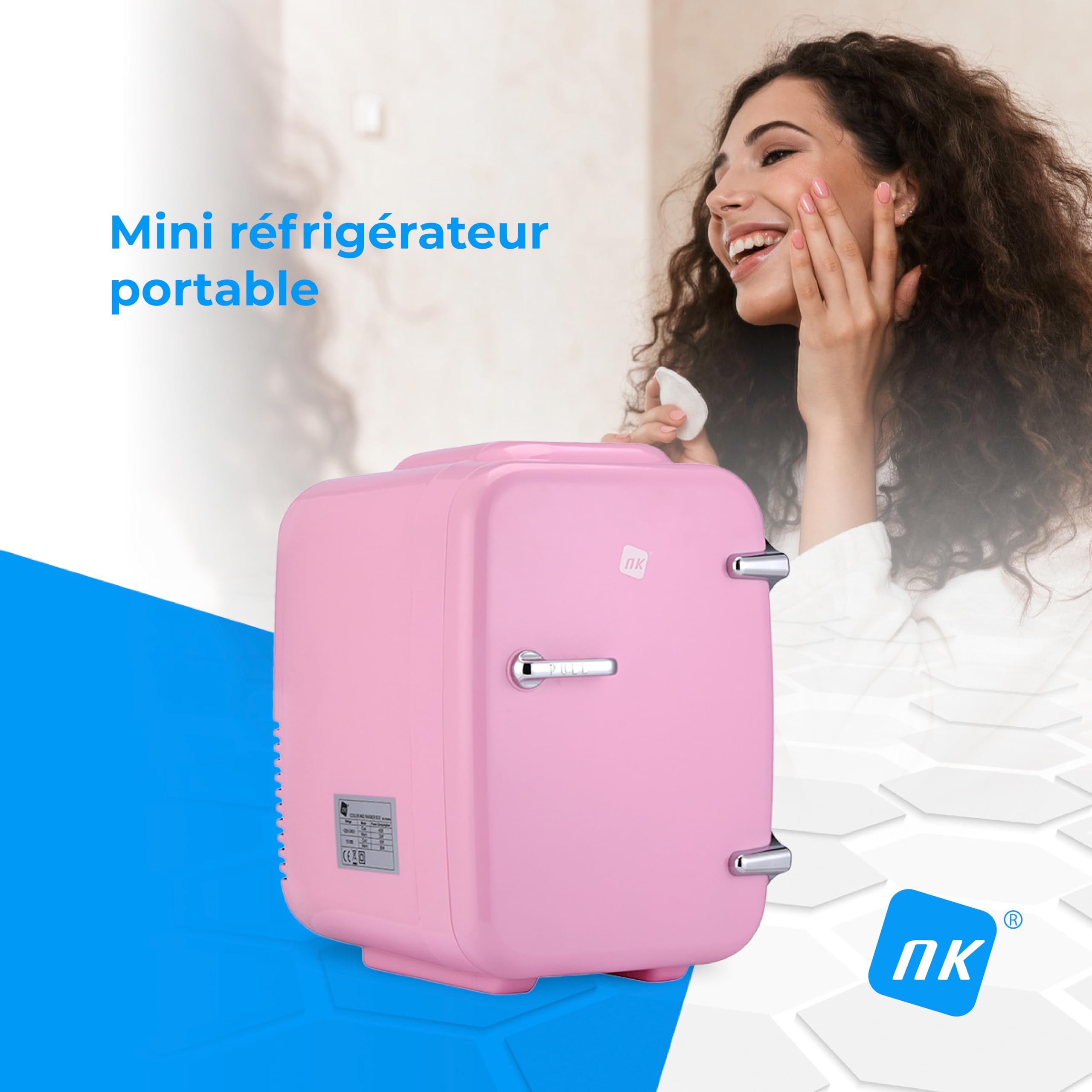 Mini réfrigérateur portable 4 L 12 V-220 V refroidissement chauffage rose