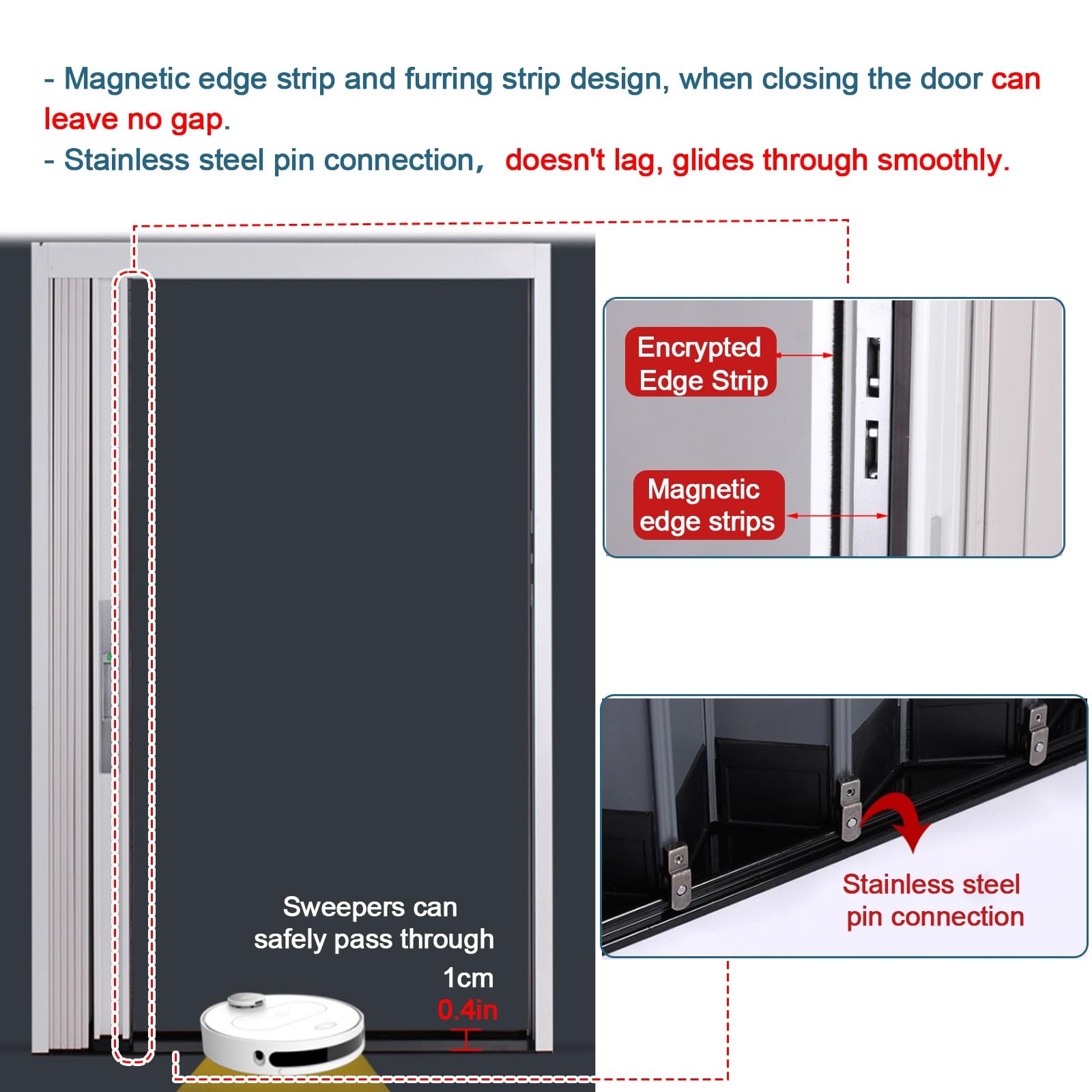 Puerta corredera plegable acordeon Interior Paneles de puertas de acordeón de aluminio con llave de bloqueo,Puerta plegable grande para puertas corredizas, puertas de armario y baño,Puerta divisoria t