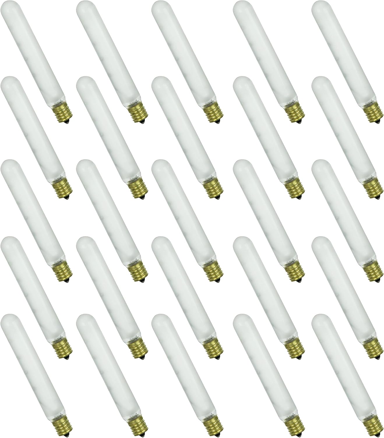 Sunlite 41720 Incandescent T6.5 Tubular Light Bulb, E17 Intermediate Base, 20 Watts, 80 Lumens, Dimmable, Mercury Free, Title 20 Approved, 2600K Warm White, Clear Glass, 25 Count