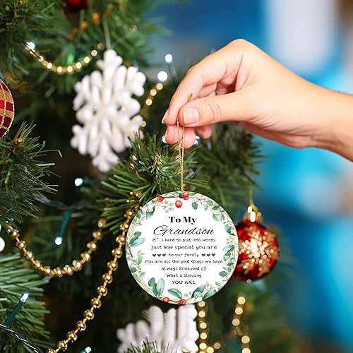 Miniatura 2 de Adorno de Navidad para nieto es difícil poner en palabras de lo especial que eres para nuestra familia, adorno de nieto de abueloabuelo, adornos de