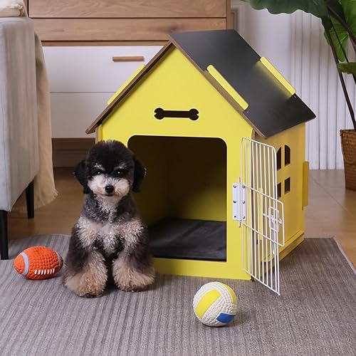 Miniatura 4 de Casa para perros de interior para perros pequeños o gatos, diseño de madera acogedor, casa pequeña para cama interior, con rejillas de ventilación y