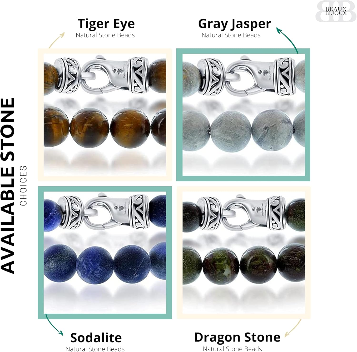 Beaux Bijoux Black and Blue/Black and Gold/Black and Rose Gold Plated Stainless Steel 8.5’’ Men’s Link Solid Bracelet - Image 4