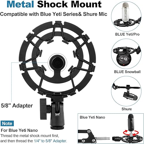 Miniatura 2 de Soporte de micrófono para Blue Yeti Soporte de escritorio con brazo de micrófono mejorado para Hyperx Quadcast Blue Yeti Pro X Snowball con soporte