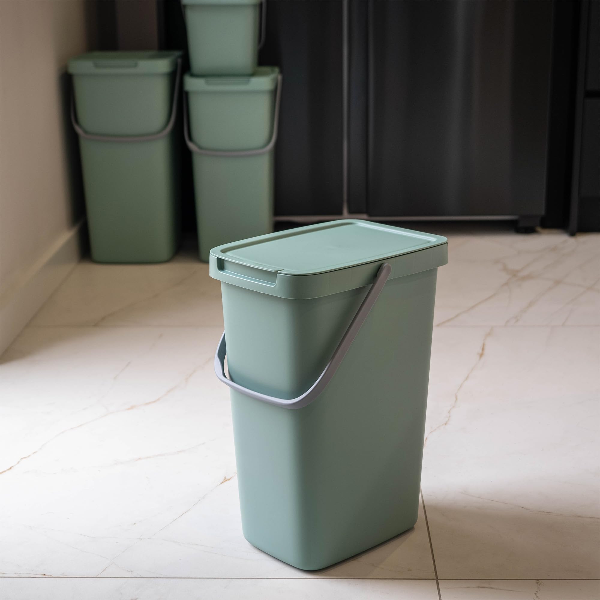 KADAX Poubelle 12 l Plastique rectangulaire avec Couvercle à charnière Vert