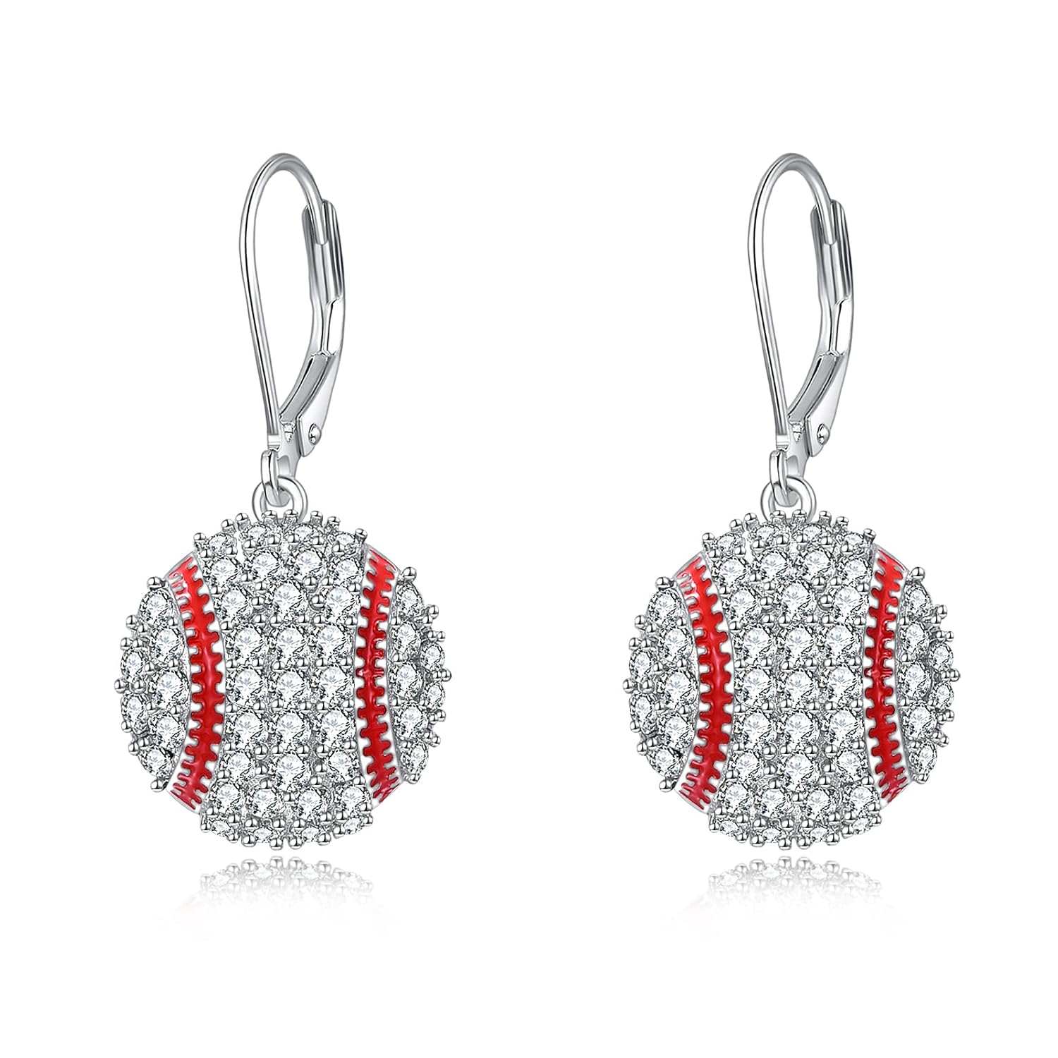 YFN Sports Jewelry Earrings 925 Sterling Silver Baseball Softball Basketball Rugby Football Tennis Volleyball Earrings for Women and