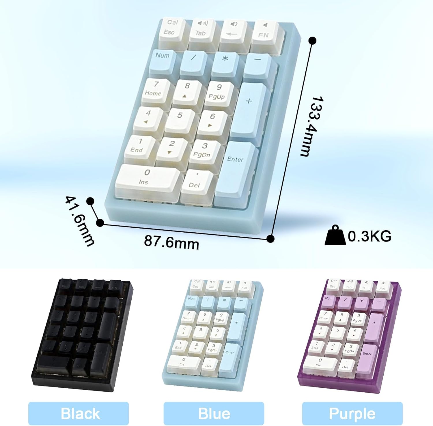 BOYI TD21 HotSwap Mechanical Numeric Keypads,21 Keys Mini Numpad Portable Keypad BT5.0/2.4G/Wired Keyboard RGB Number Pad Wireless Numeric Keypad(Black Color with OEM Profile PBT Pudding Keycaps)