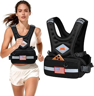 Weighted Vest Woman & Men, 6-10lb/8-20lb/8-30lb Adjustable weighted Vest With Pockets & Reflective Strips for Walking, Running, Hiking,Rucking, Workout, Strength Training