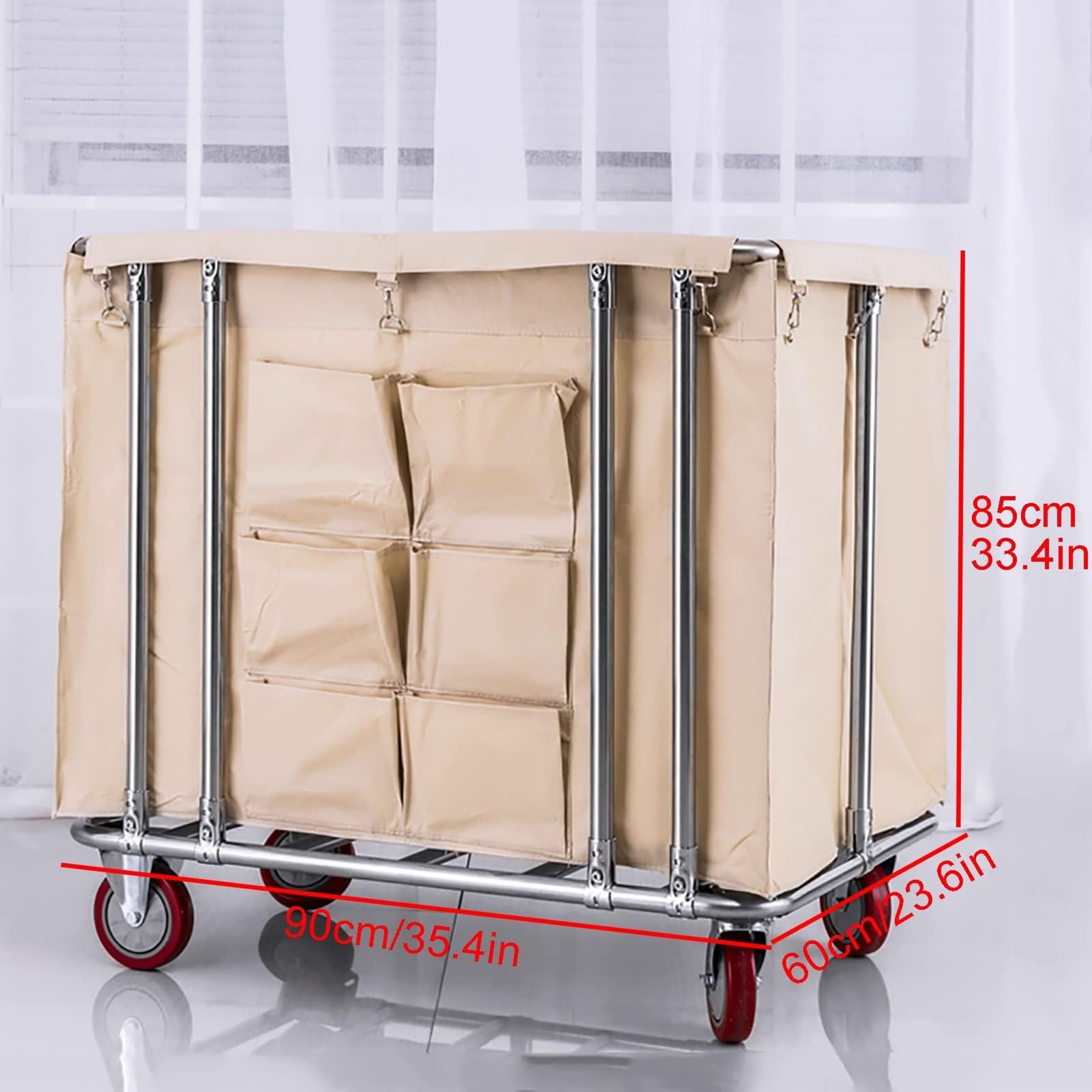 Carro de lavandería comercial de 400L con ruedas, cesto de lavandería industrial grande con ruedas, cesto de lavandería con ruedas con diseño de bolsillo lateral y bolsa interior extraíble(Blu)
