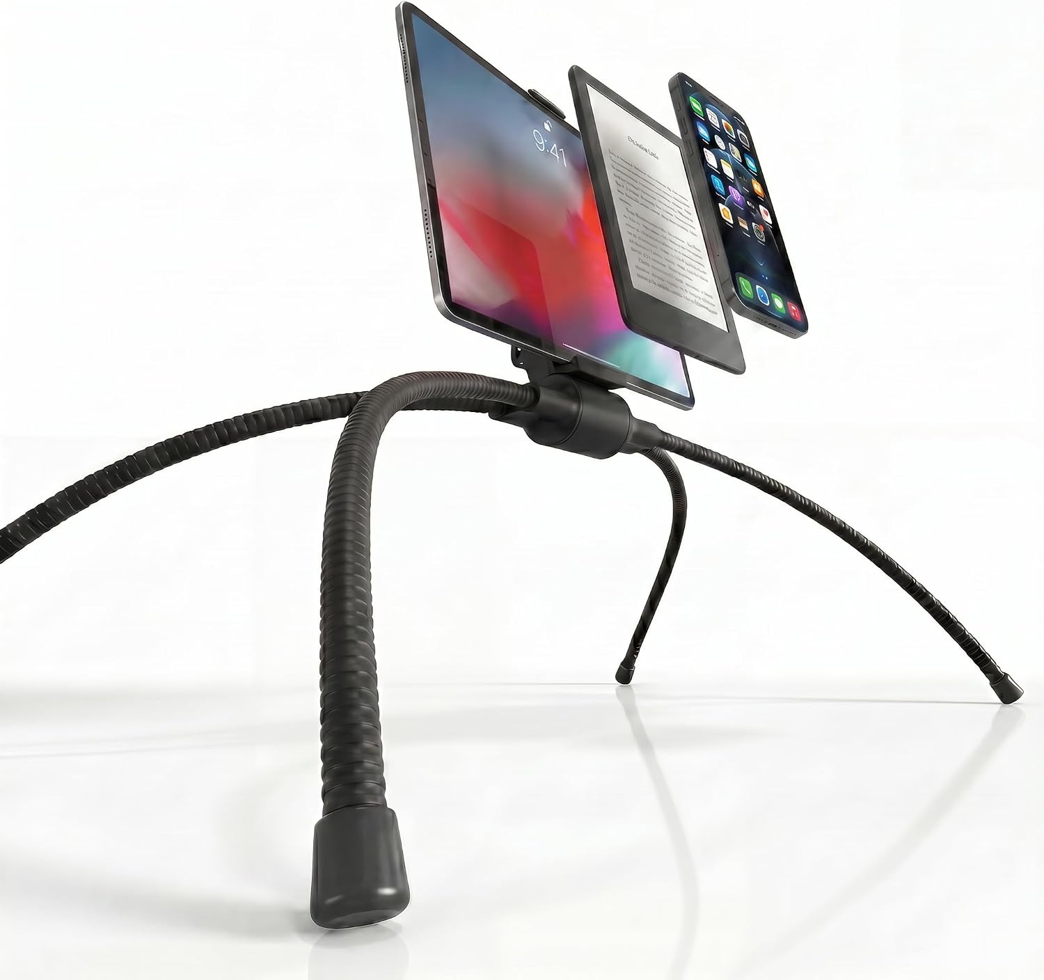 MaxPro Universal Tablet and Phone Stand for Bed — Patented Hands-Free Holder with Flexible Gooseneck Legs, 5 Viewing Angles, Fits Any iPad, Tablet, or Phone with or Without Case
