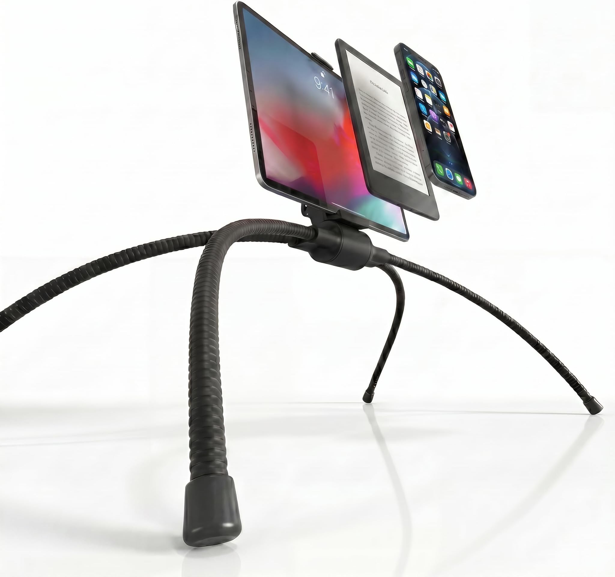 MaxPro Universal Tablet and Phone Stand for Bed — Patented Hands-Free Holder with Flexible Gooseneck Legs, 5 Viewing Angles, Fits Any iPad, Tablet, or Phone with or Without Case
