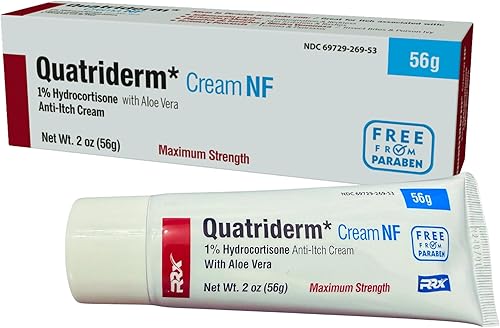 Quatriderm NF Extra Strength 1% Hidrocortisona, contiene 2 oz tubo de aloe vera