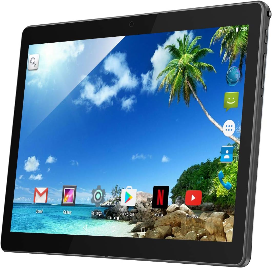 Padgene 10.1" Inch Android Tablet PC, 2GB RAM 32GB Storage Phablet Tablet Quad CoreTablets Dual Camera Sim Card Slots Wifi GPS Bluetooth 4.0 Google Play(QT101 Black)
