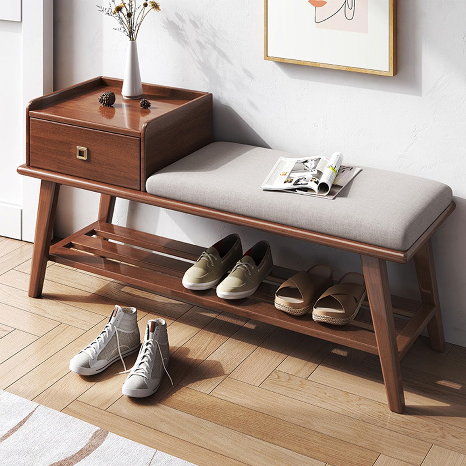 Banc de rangement entrée pour éliminer le désordre des chaussures