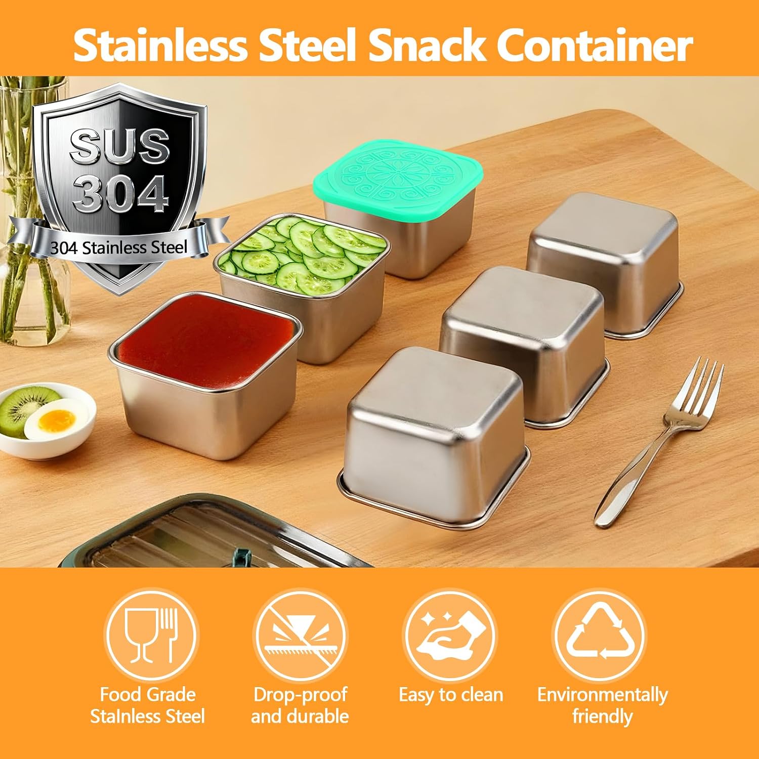 8 Pack 6oz Snack Box Containers with Silicone Lids