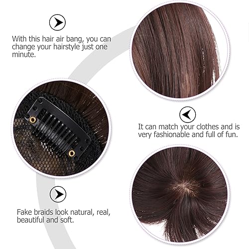 Miniatura 2 de LALAFINA 2 extensiones de adorno para niñas reales de templo con clip de mano atadas de chocolate con clip alto con flequillo para mujer con un solo