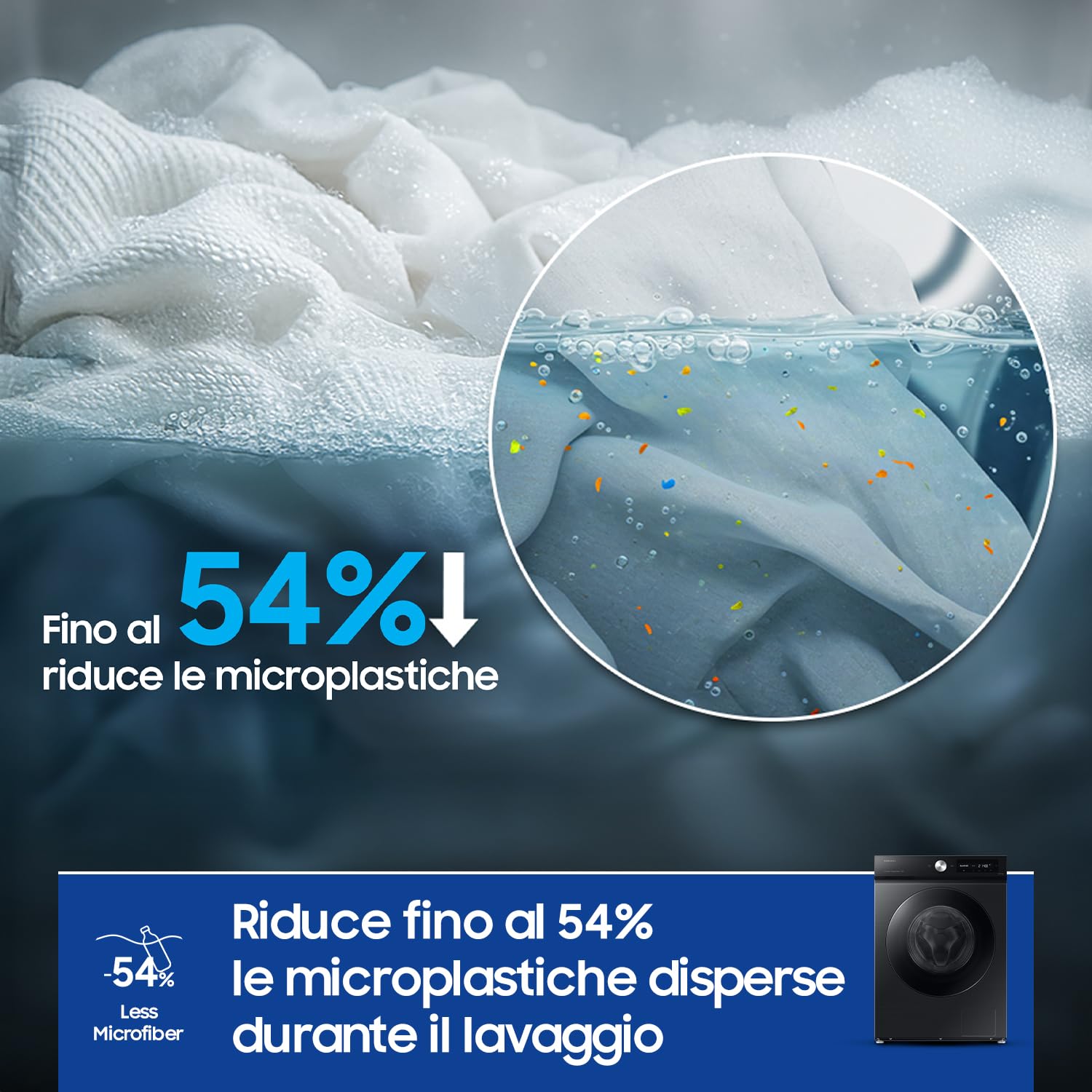 Samsung Lavatrice BESPOKE AI WW90DB7U94GB/U3 Libera installazione, 9 Kg, Ecodosatore, Super Speed, AI Wash, Corpo: Nero, Oblò: Nero, 60l x 85h x 60p cm